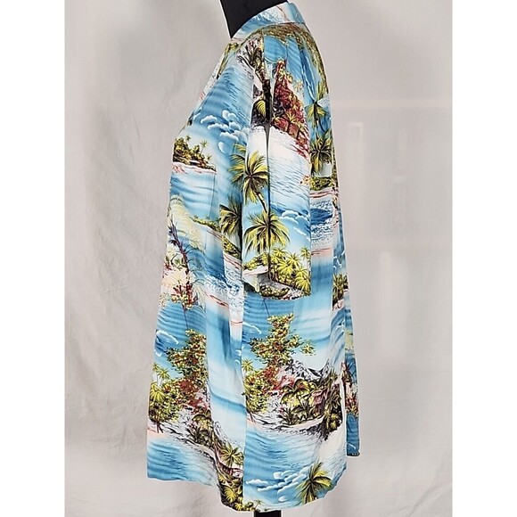 Kalaheo Mens XL Blue Hawaiian Print Short Sleeve Button Up Shirt Aloha Island - Picture 9 of 10